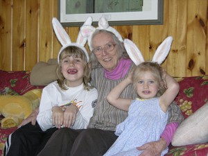 Silas, Grandma and Claire Callisto. Easter 2007.